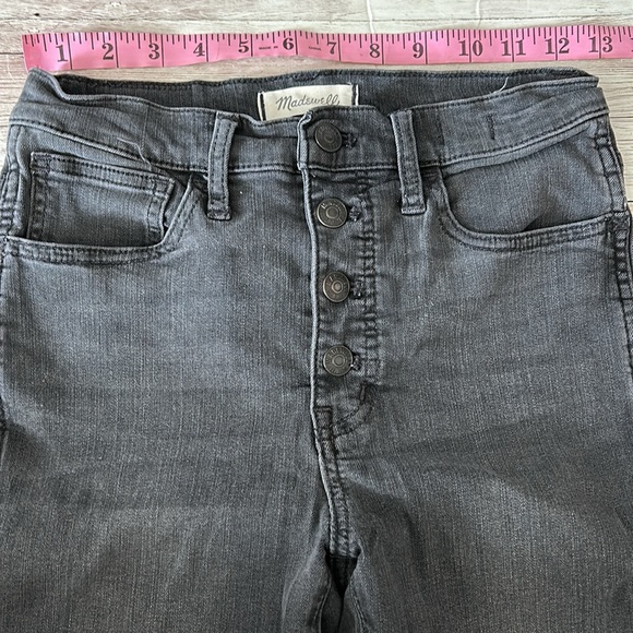 Madewell Faded Black Grey Button Fly High Rise Raw Hem Skinny Jeans - Picture 7 of 9